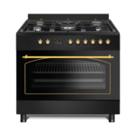 Generalgold 90cm Matt Black Body Freestanding Gas Cooker, Pool Burners (Includes Double 5 kW Wok Burner), Digital Timer GG9S50GF-CSARB