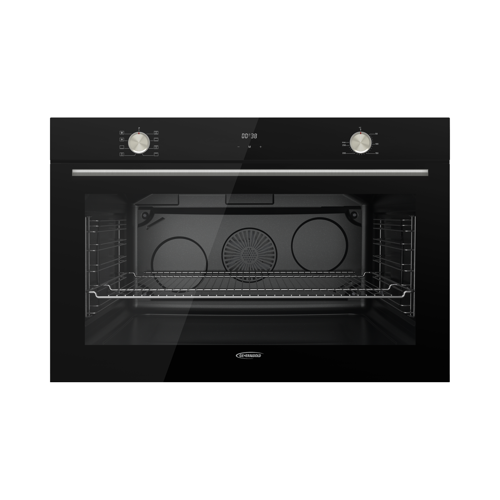 QX STYLE 90 BL Generalgold Black Glass Built-In Oven, 8 Functions, Elite Timer QX STYLE 90 BL - Image 1